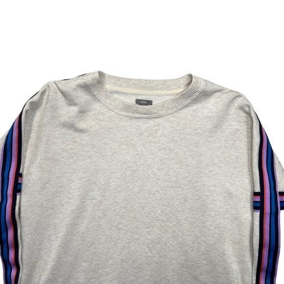 Aerie Women's Oversized Cream Colorful Striped Crewneck Sweatshirt - Picture 3 of 11